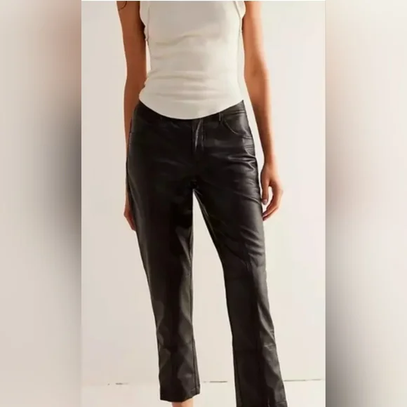 Free Pepple We The Free Rebel Vegan Leather Pants/Black - Picture 3 of 16
